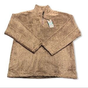True Grit Luxe Sherpa Stripe Quarter Zip Pullover